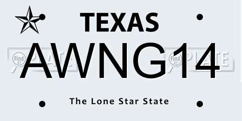 AWNG14 Texas License Plate