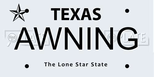 AWNING Texas License Plate
