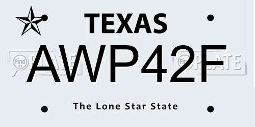 AWP42F Texas License Plate