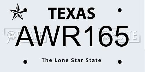AWR165 Texas License Plate