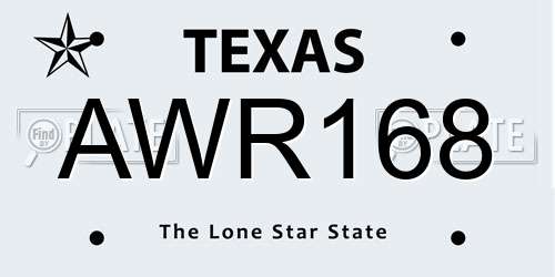 AWR168 Texas License Plate