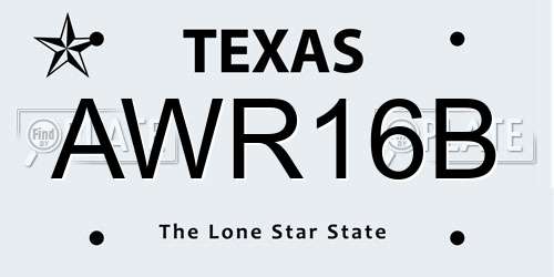 AWR16B Texas License Plate