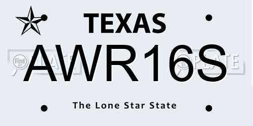 AWR16S Texas License Plate