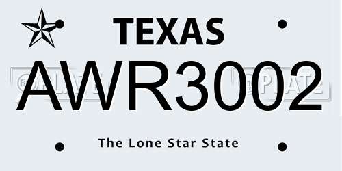 AWR3002 Texas License Plate