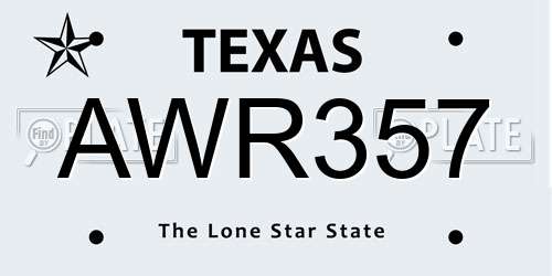 AWR357 Texas License Plate