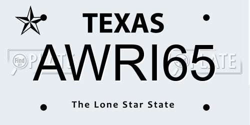 AWRI65 Texas License Plate