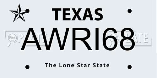 AWRI68 Texas License Plate