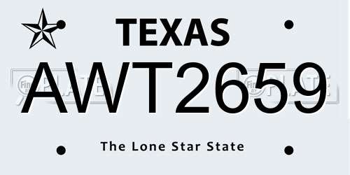 AWT2659 Texas License Plate
