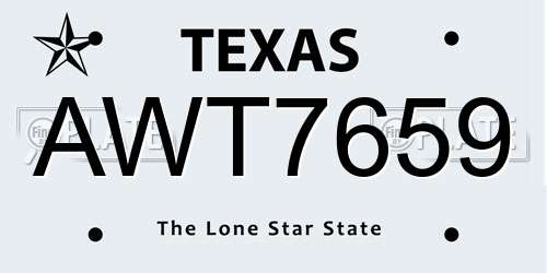 AWT7659 Texas License Plate