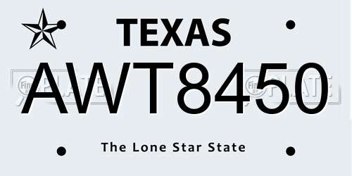 AWT8450 Texas License Plate