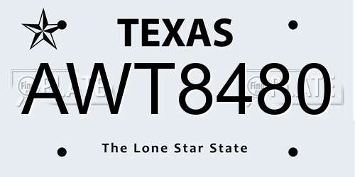 AWT8480 Texas License Plate