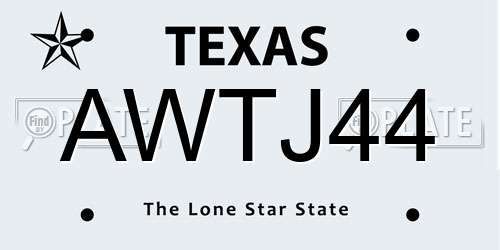 AWTJ44 Texas License Plate