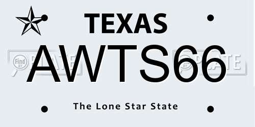 AWTS66 Texas License Plate