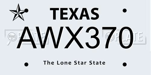 AWX370 Texas License Plate