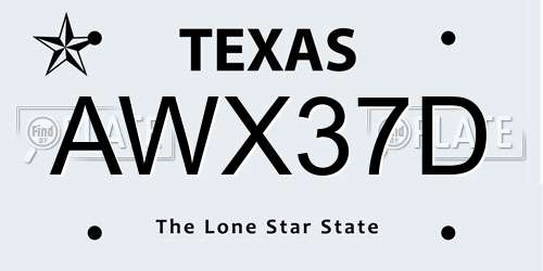 AWX37D Texas License Plate
