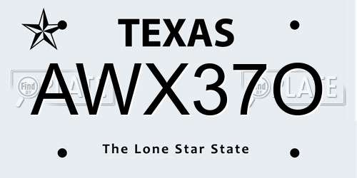 AWX37O Texas License Plate