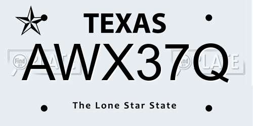 AWX37Q Texas License Plate