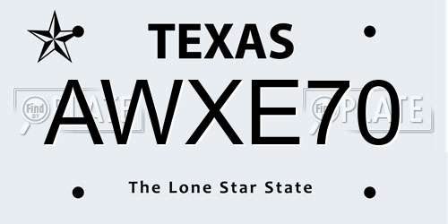 AWXE70 Texas License Plate