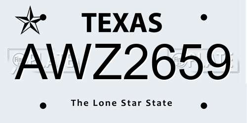 AWZ2659 Texas License Plate