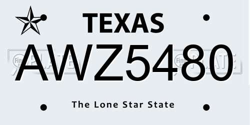 AWZ5480 Texas License Plate
