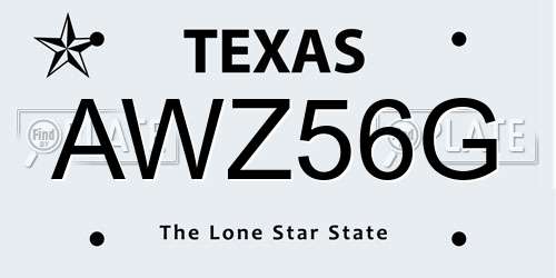 AWZ56G Texas License Plate