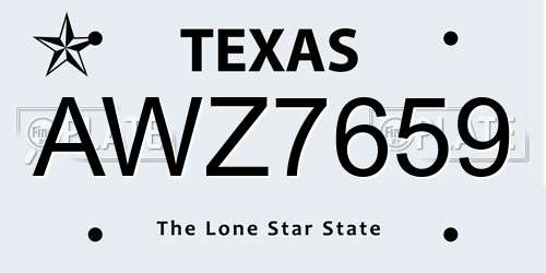 AWZ7659 Texas License Plate
