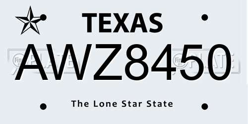 AWZ8450 Texas License Plate