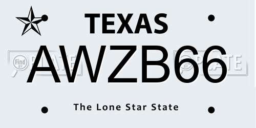 AWZB66 Texas License Plate