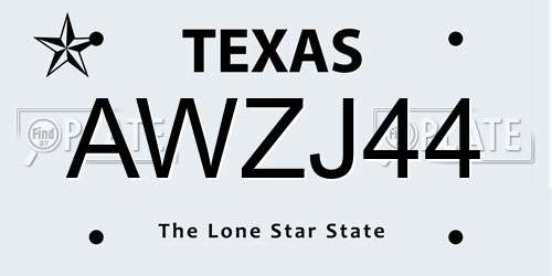 AWZJ44 Texas License Plate