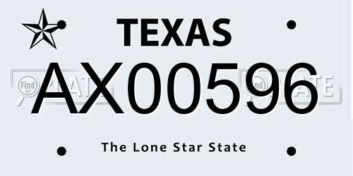 AX00596 Texas License Plate
