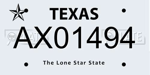 AX01494 Texas License Plate