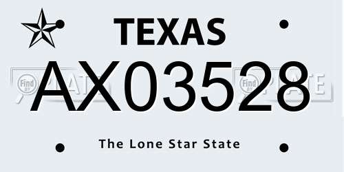 AX03528 Texas License Plate