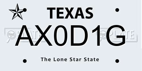 AX0D1G Texas License Plate