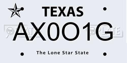 AX0O1G Texas License Plate