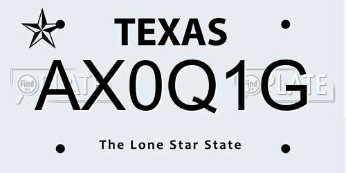 AX0Q1G Texas License Plate