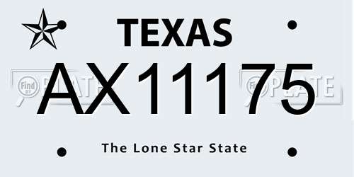 AX11175 Texas License Plate