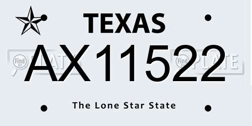 AX11522 Texas License Plate