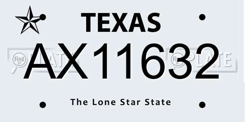 AX11632 Texas License Plate