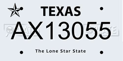 AX13055 Texas License Plate