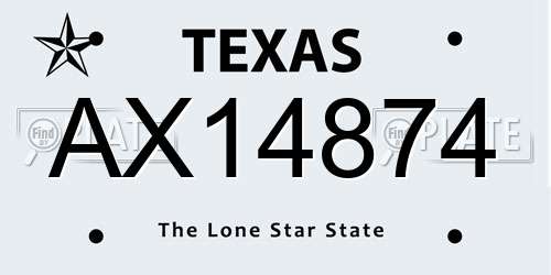 AX14874 Texas License Plate