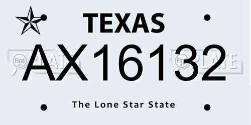 AX16132 Texas License Plate
