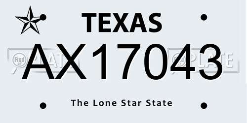 AX17043 Texas License Plate