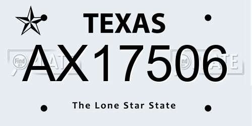 AX17506 Texas License Plate