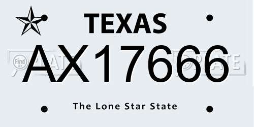 AX17666 Texas License Plate