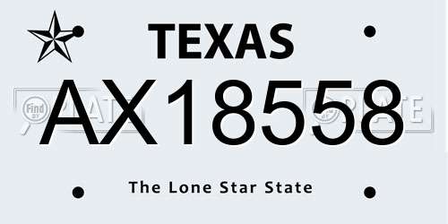 AX18558 Texas License Plate