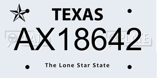 AX18642 Texas License Plate