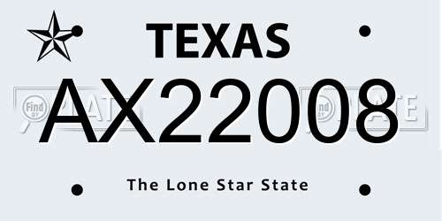 AX22008 Texas License Plate