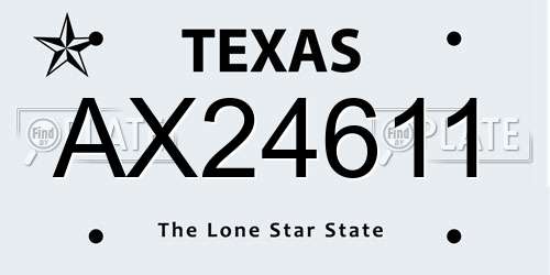 AX24611 Texas License Plate