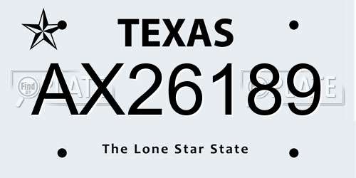 AX26189 Texas License Plate