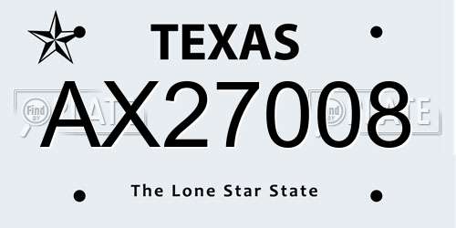 AX27008 Texas License Plate
